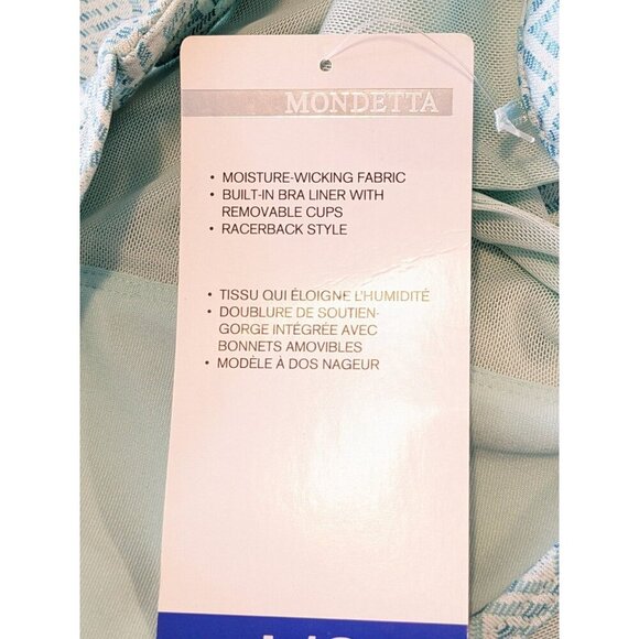 Mondetta NEW Womens L Athletic Dress Aqua Blue Mesh Racerback Padded Shelf Bra - Picture 6 of 8